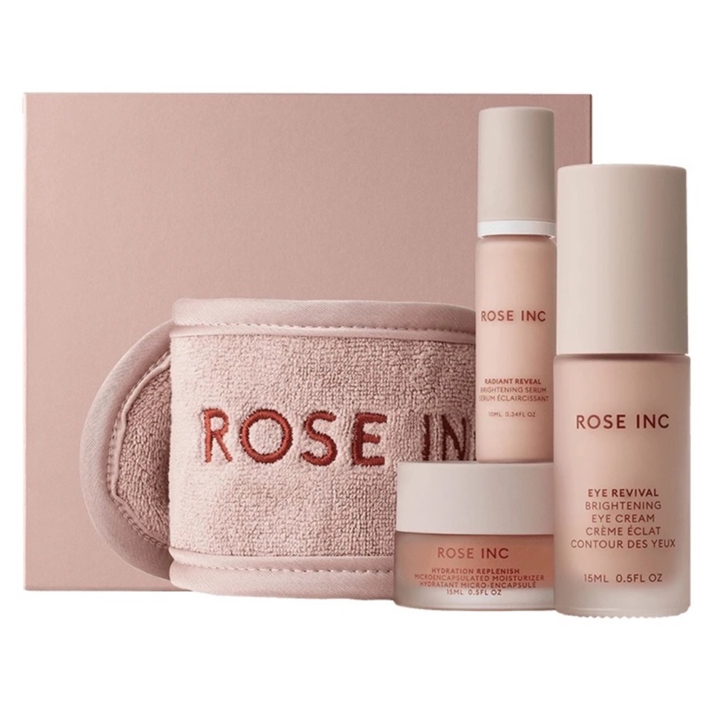 Rose Inc Gift Set NWT The Brightening Skincare Essentials 4 Piece Set